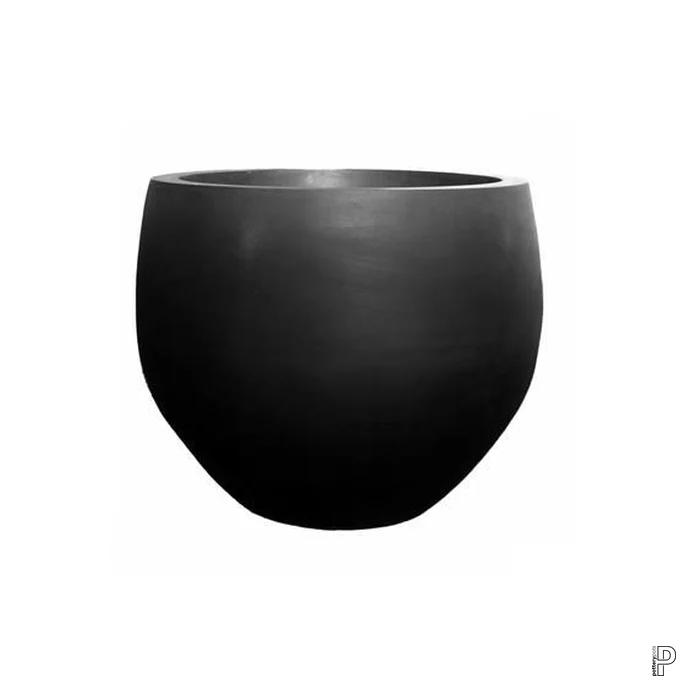 Orb M i svart, planteringskärl i Fiberstone